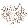 Clasp mix toggle 1pkg1 15-20x17mm round, 50 grams antiqued copper 1-strand image number 1