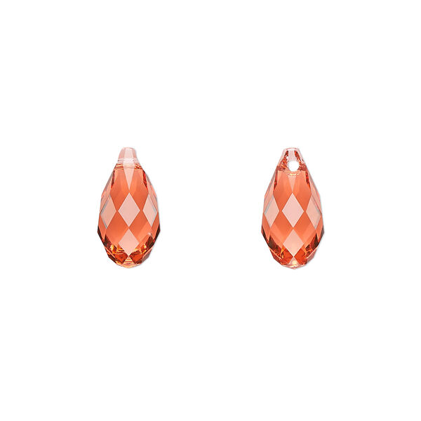 Briolette 24pk padparadscha, Crystal Passions® 13x6.5mm pendant drop 6010 image number 0
