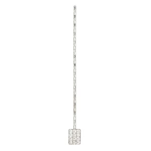 Paddle pin, cubic zirconia and rhodium-plated sterling silver, clear, 1-1/2 inch diamond-cut twisted with 5x4mm rectangle, 22 gauge. Sold individually.