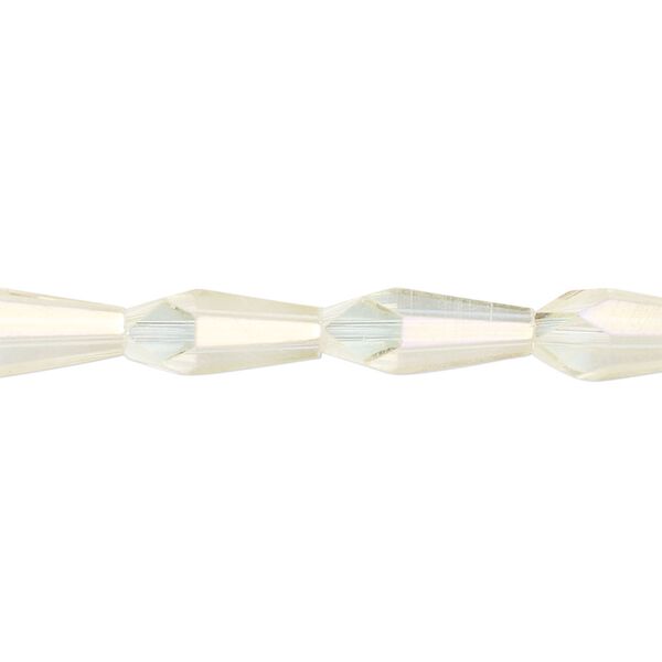 Bead, glass, crystal AB, 14x6mm faceted teardrop. Sold per 15-1/2 to 16-inch strand. image number 0
