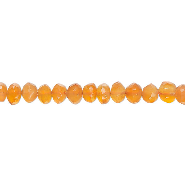 Carnelian 1pkg1, hand-cut tumbled faceted rondelle bead B grade, 13 inch 4x2mm-5x4mm image number 0