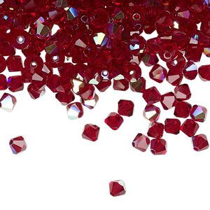 Bead 48pk Siam AB, Preciosa Czech crystal 4mm bicone