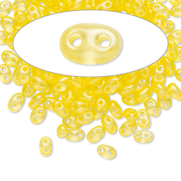 Seed bead, Preciosa Twin™ Czech glass, pkg/50g, 5x2.5mm oval, translucent yellow terra pearl clear, (08386). image number 0