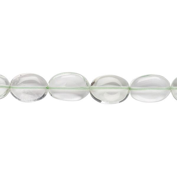Green quartz 1pkg1, hand-cut puffed oval bead 7 inch 10x7mm-12x8mm image number 0
