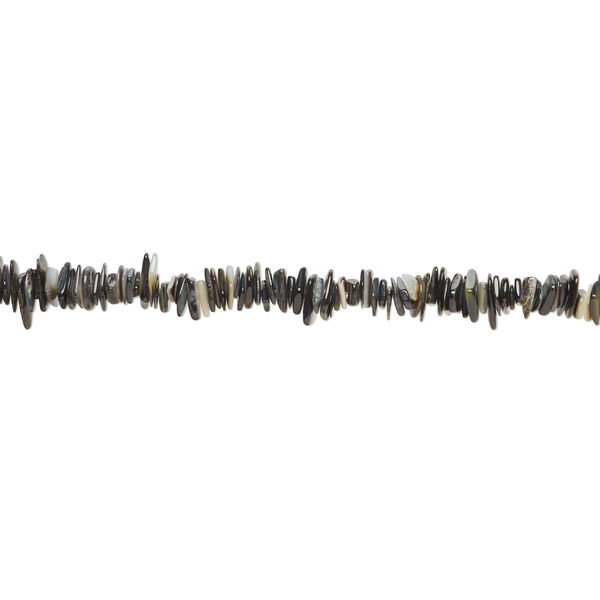Bead 1pkg1, black lip shell / gold lip shell / mother-of-pearl shell (natural / bleached), medium to extra-large chip, 15 inches. image number 1
