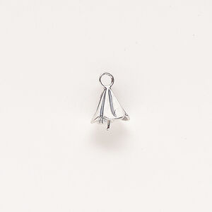 End cap 1pkg1, antiqued sterling silver 1pkg1, 8x7.5mm flower cone with 8mm peg.