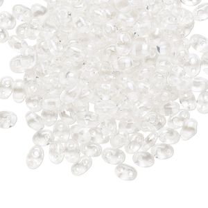 Seed bead, Preciosa Twin™ Czech glass, pkg/10g, 5x2.5mm oval, transparent white terra color-lined clear, (38602).