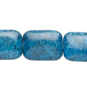 Fossil stone 1pkg1, puffed rectangle bead 8 inch 20x15mm-21x16mm