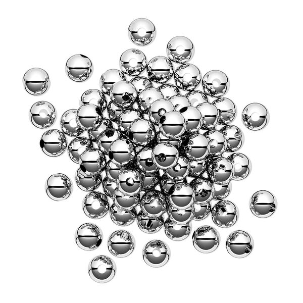 Bead, sterling silver, 4mm seamless round. Sold per pkg of 1,000. image number 0