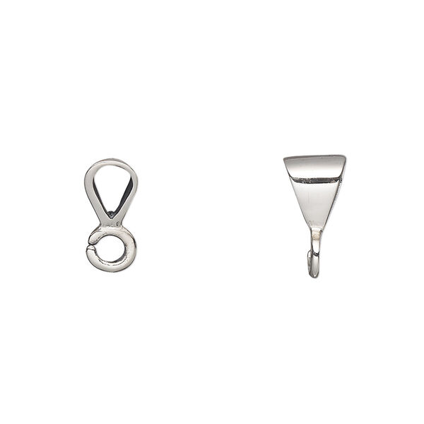 Bail, pendant, sterling silver, 8x6mm with loop. Sold individually. image number 0