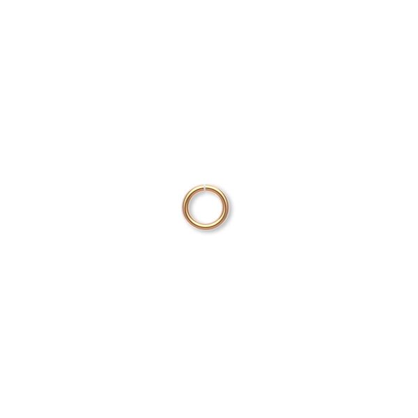 Jump ring, gold-plated brass, 5mm round, 3.6mm inside diameter, 22 gauge. Sold per pkg of 500. image number 0