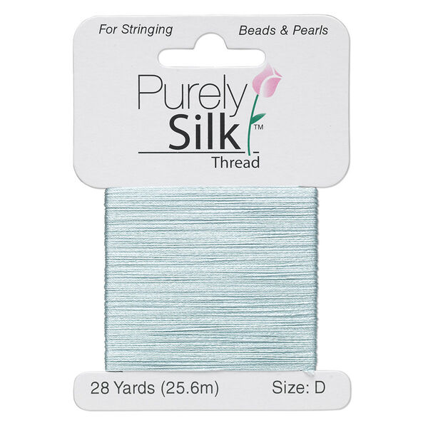 Thread, Purely Silk™, pale green, size D. Sold per 28-yard card. image number 0