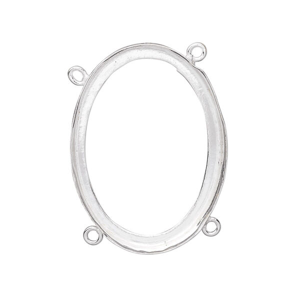Link, fine silver, 31x23mm oval with open back and 30x22mm oval setting, 4 loops. Sold individually. image number 0