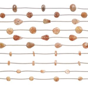 Sunstone 1pkg10, hand-cut mixed shape bead natural 5 inch 4x3mm-10x8mm