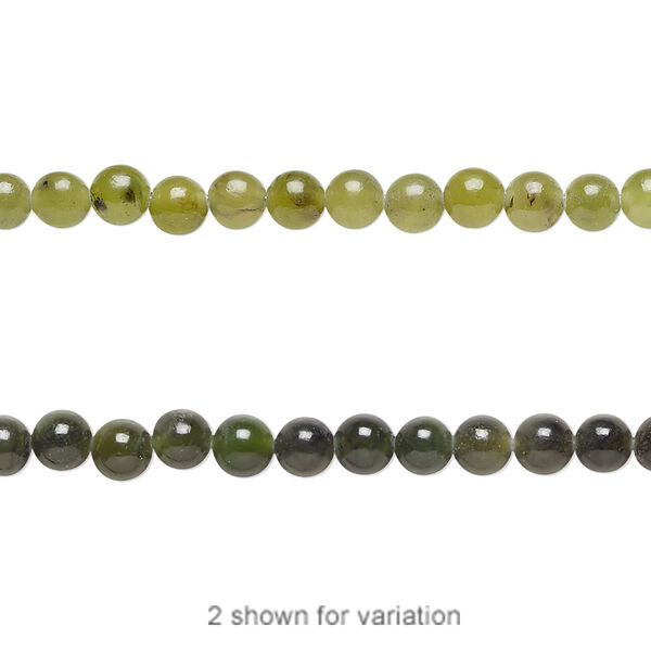 Bead, nephrite jade (natural), light to medium, 4mm round, B grade, Mohs hardness 6 to 6-1/2. Sold per 15-1/2" to 16" strand. image number 0