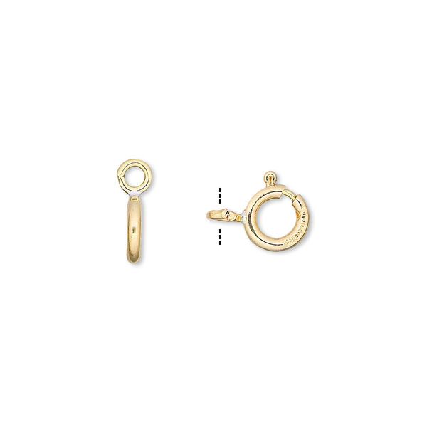 Clasp, springring, 14Kt gold-filled, 7mm with open loop. Sold per pkg of 10. image number 0