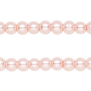 Bead, coated glass, pink pearl, 5-6mm round. Sold per pkg of (2) 15-inch strands, approximately 140 beads.