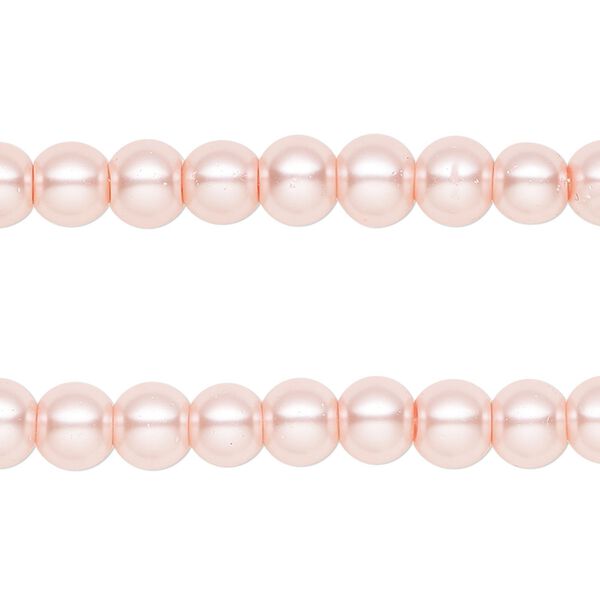 Bead, coated glass, pink pearl, 5-6mm round. Sold per pkg of (2) 15-inch strands, approximately 140 beads. image number 0
