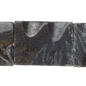 Black-grey marble 1pkg1, carved flat rectangle bead natural, 15 inch 29x22mm-31x23mm dark