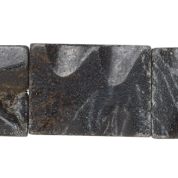 Black-grey marble 1pkg1, carved flat rectangle bead natural, 15 inch 29x22mm-31x23mm dark image number 0