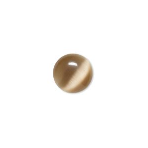 Cabochon, cat's eye glass (fiber optic glass), brown, 12mm calibrated round, quality grade. Sold per pkg of 10.
