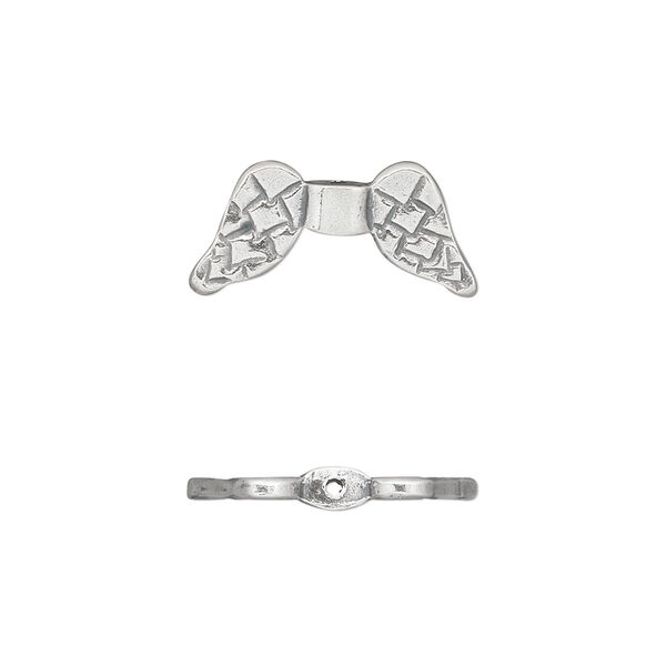 Bead, JBB Findings, antiqued sterling silver, 19x9mm double-sided angel wings. Sold individually. image number 0