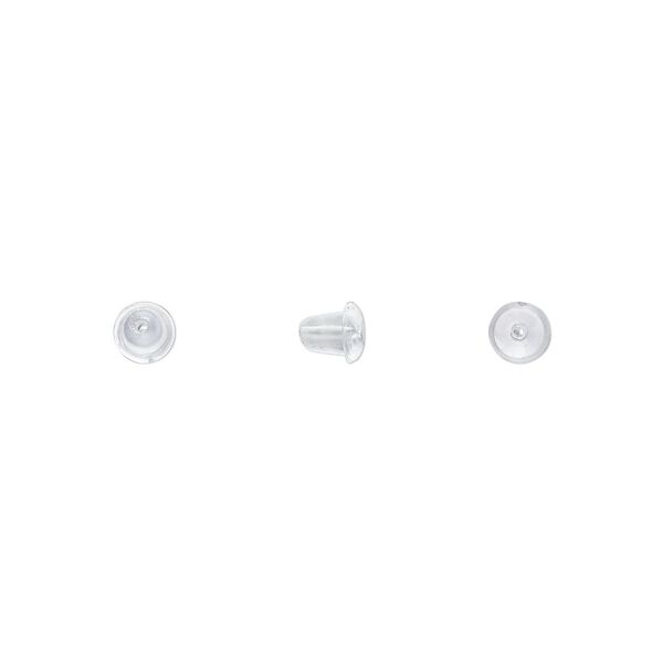 Earnut 1pkg1000, 4x4mm bell, "rubber" clear 500 pair image number 0