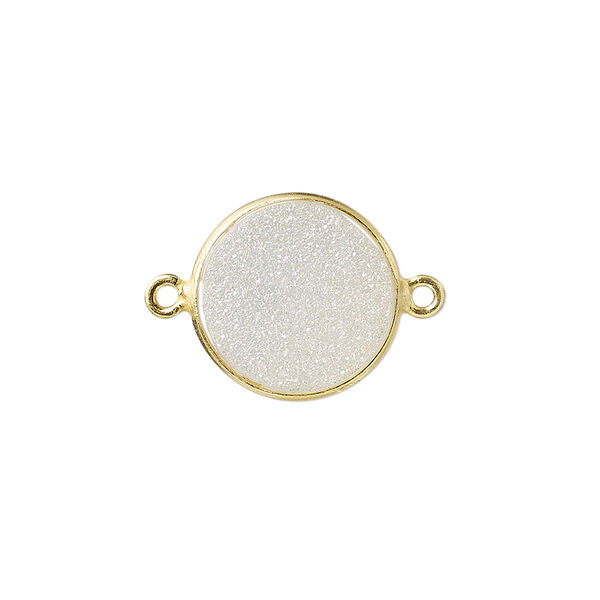Druzy agate / sterling silver 1pkg1, electrocoated gold finished hand-cut flat round link 15mm image number 0