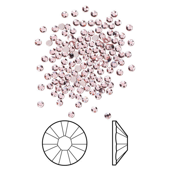 Flat back 144pk vintage rose foil back, Crystal Passions® 1.7-1.9mm rose round SS5 2058 image number 0