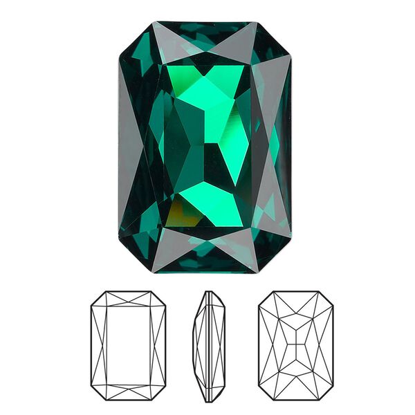 Fancy stone 1pk emerald foil back, Crystal Passions® 27x18.5mm emerald cut 4627 image number 0