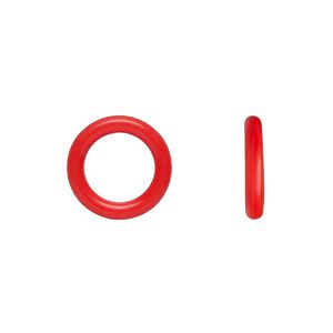 Component, Oh! Ring™, silicone, red, 15mm round with 10mm hole. Sold per pkg of 100.