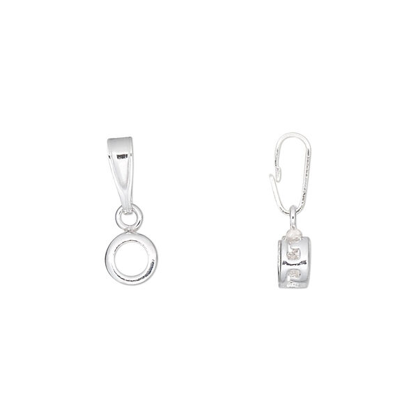 Pendant, sterling silver, smooth round, 16x5.5mm, 4mm round setting. Sold individually. image number 0