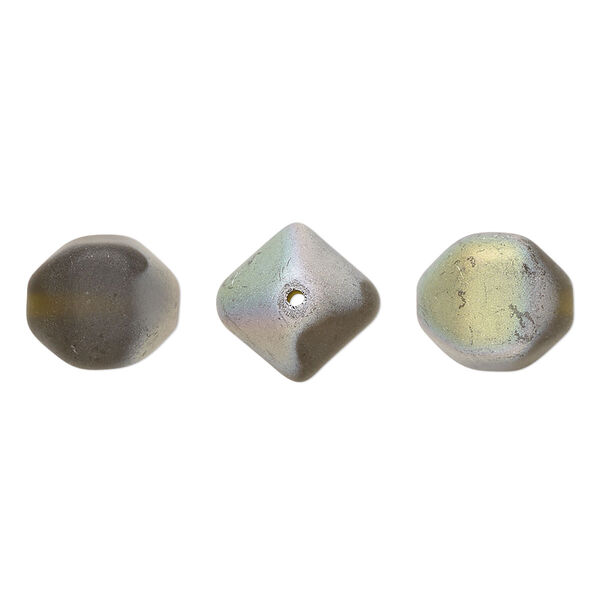 Bead, Czech pressed glass, frost iris brown, 12mm 4-sided oval. Sold per 15" to 16" strand. image number 0