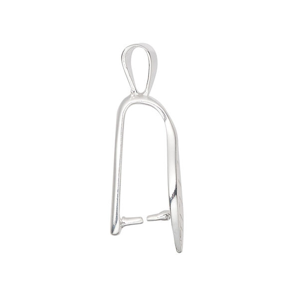 Bail, ice-pick, sterling silver, 31x7mm curved leaf 15mm grip length. Sold individually. image number 1