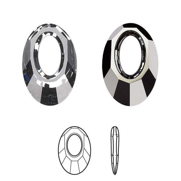 Drop 72pk crystal silver night, Swarovski® 20x13.5mm pendant helios 6040 image number 0