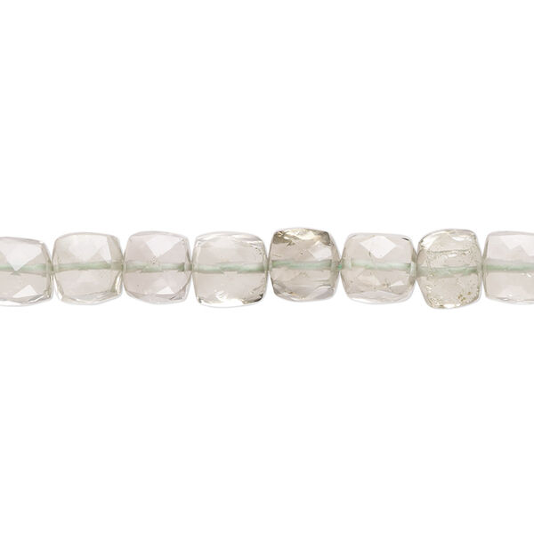 Green quartz 1pkg1, hand-cut faceted cube bead 10 inch 6x5mm-7x6mm image number 0