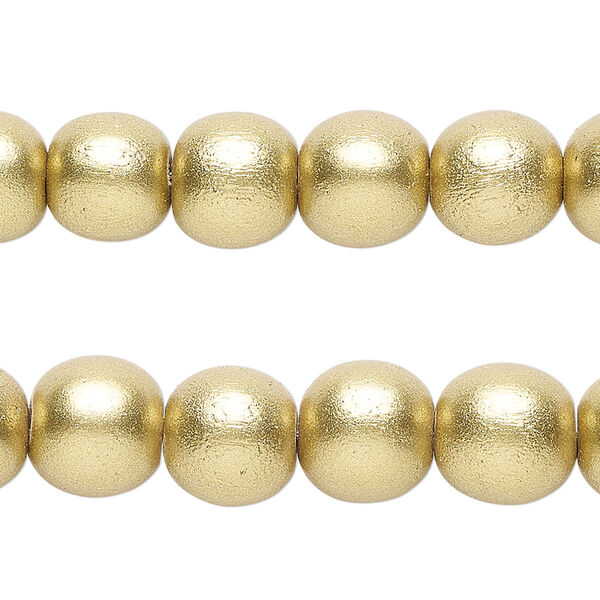 Taiwanese cheesewood 1pkg2, hand-cut painted round bead 15.5-16 inch metallic yellow gold 10mm image number 0