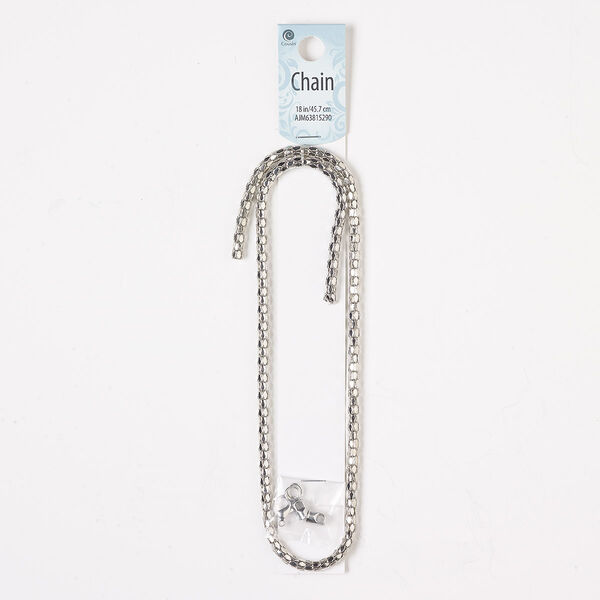 Chain, silver-finished steel, 4.2mm rounded diamond, 18 inches. Sold individually. image number 0