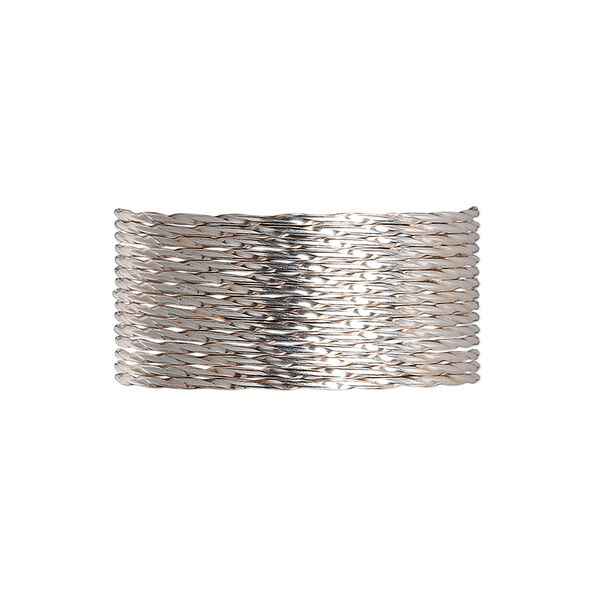 Wire, sterling silver, dead-soft, twisted round, 19 gauge. Sold per pkg of 5 feet. image number 0