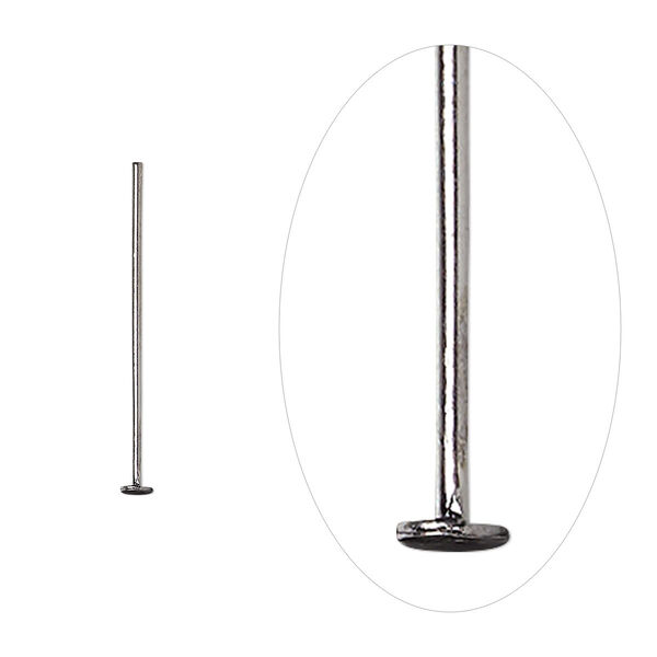 Head pin, gunmetal-plated brass, 3/4 inch, 21 gauge. Sold per pkg of 100. image number 0