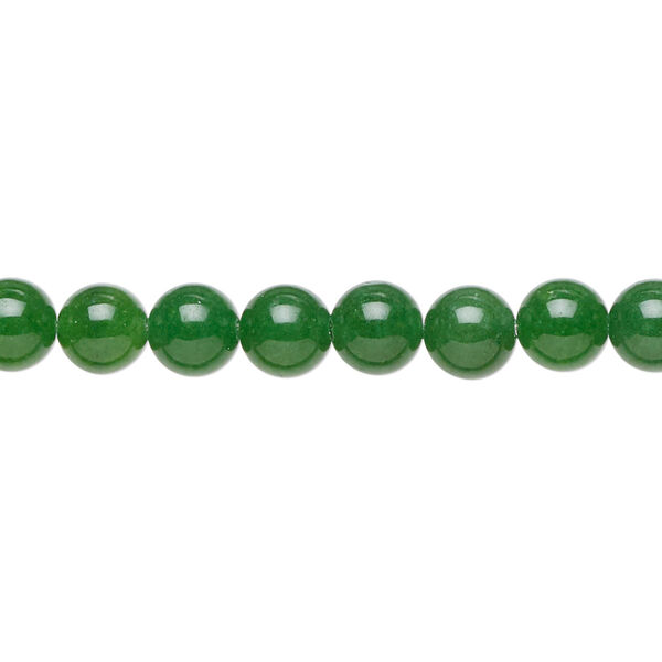 Bead, Malaysia "jade" (quartz) (dyed), green, 6mm round, B grade, Mohs hardness 7. Sold per 15-1/2" to 16" strand. image number 0