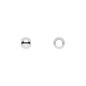 Bead, sterling silver, 6mm round with 3.5mm hole. Sold per pkg of 10.