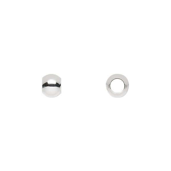 Bead, sterling silver, 6mm round with 3.5mm hole. Sold per pkg of 10. image number 0