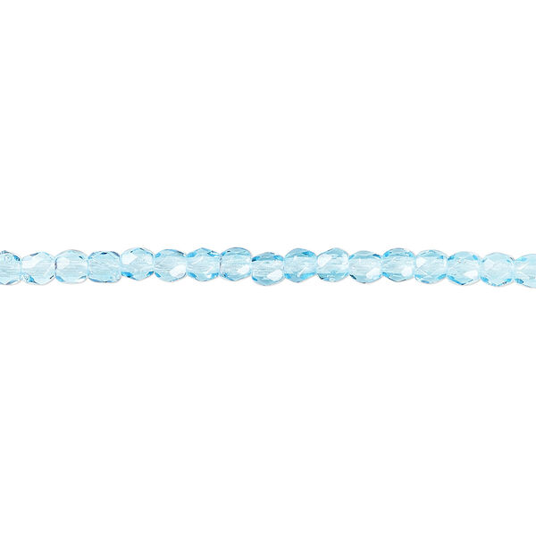 Bead, Czech fire-polished glass, light turquoise blue, 3mm faceted round. Sold per 15-1/2" to 16" strand, approximately 135 beads. image number 0