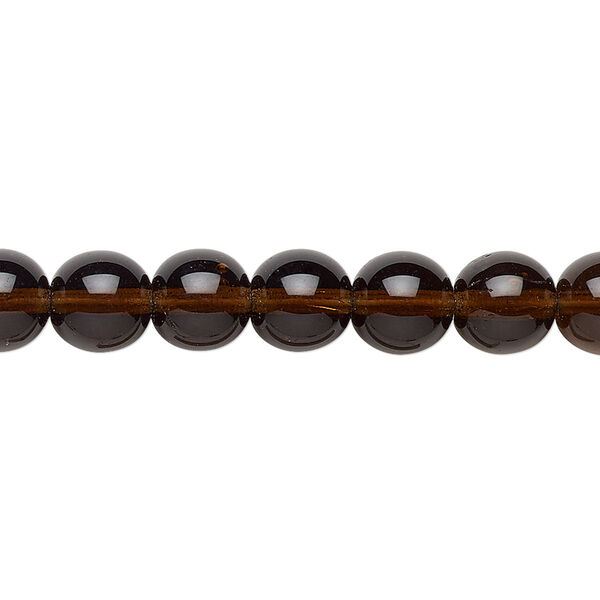Bead, Preciosa, Czech glass druk, transparent dark brown, 8mm round. Sold per 15-1/2" to 16" strand. image number 0