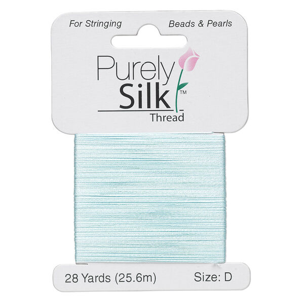 Thread, Purely Silk™, turquoise blue, size D. Sold per 28-yard card. image number 0