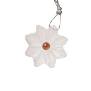 Light rose quartz / garnet 1pkg1, top-drilled hand-cut 1sided carved flower bead natural, 22mm