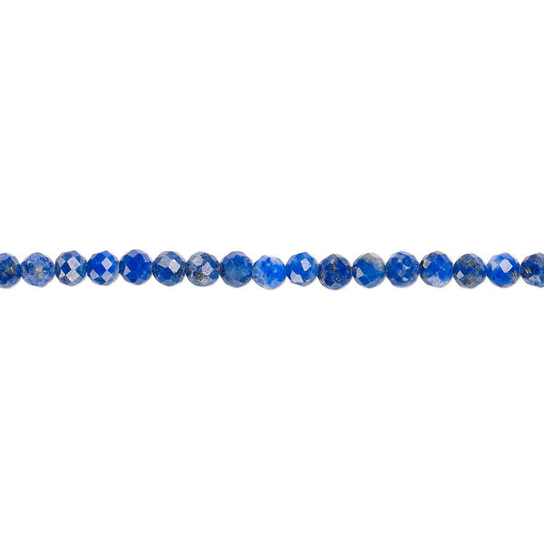 Bead, lapis lazuli (natural), 2-3mm faceted round with 0.4-0.6mm hole, B+ grade, Mohs hardness 5 to 6. Sold per 13-inch strand. image number 0