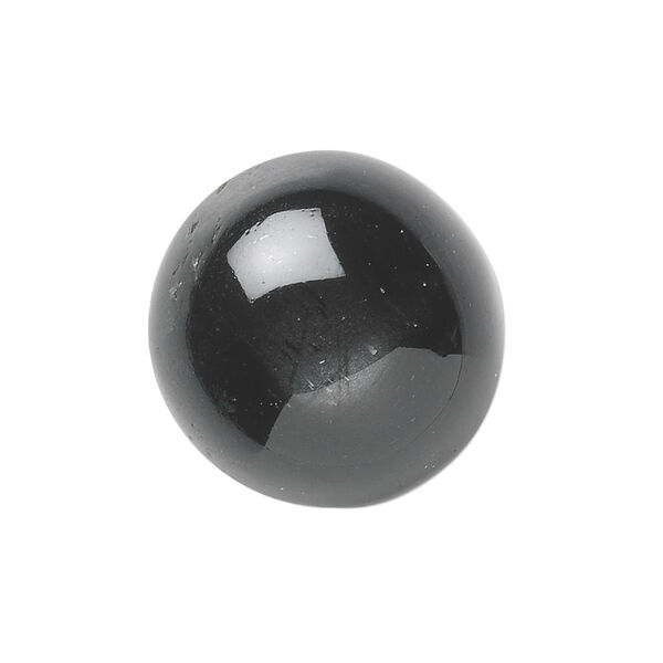 Cabochon, black star diopside (natural), 8mm non-calibrated round, C grade, Mohs hardness 5-1/2 to 6. Sold individually. image number 0