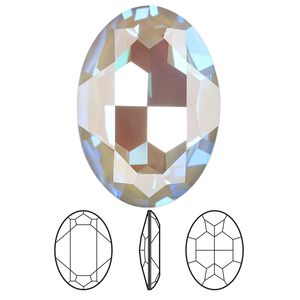 Fancy stone 1pk crystal serene gray DeLite, Crystal Passions® 30mm oval 4127